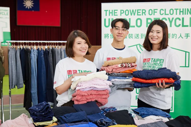 UNIQLO向學員號召響應RE.UNIQLO服裝回收再生行動，自2014年推動已捐出18萬件二手衣。翻攝畫面