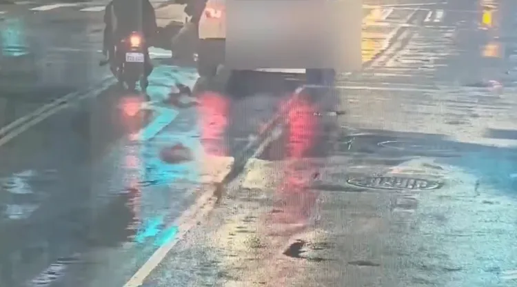 陳姓女駕駛將待轉騎士撞飛。翻攝畫面