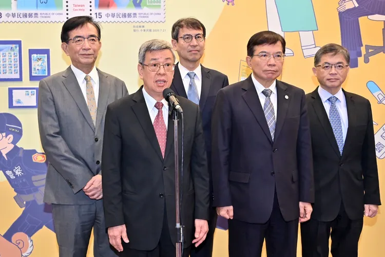 陳建仁今出席2023亞洲國際郵展開幕典禮受訪。政院提供