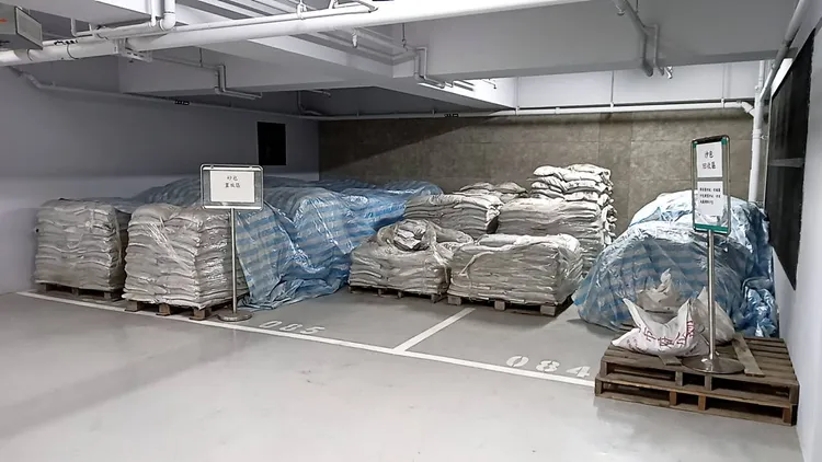 信義區公所沙包整備狀況。民政局提供