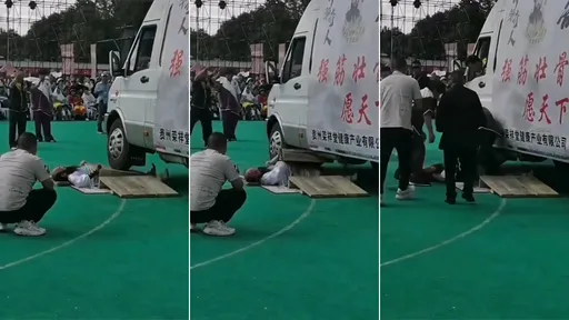 氣功大師表演「貨車輾壓而過」　立即沒動靜！10多人衝上前把他救出來
