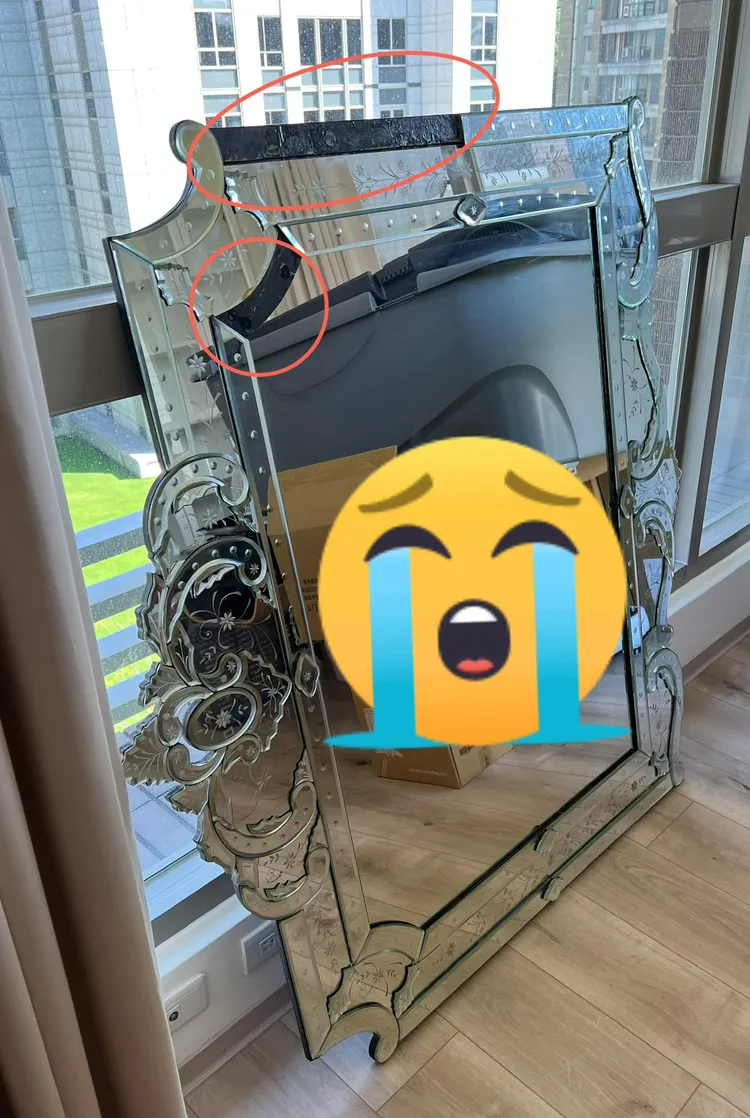 陪伴李蒨蓉15年的鏡子壞了，讓她心急發求救文。翻攝自李蒨蓉臉書