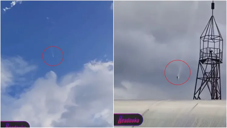 疑似普里格津座機遭擊中從高空墜落。翻攝自推特（X）