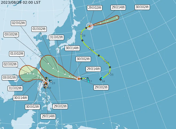太平洋目前有3個颱風。取自中央氣象局