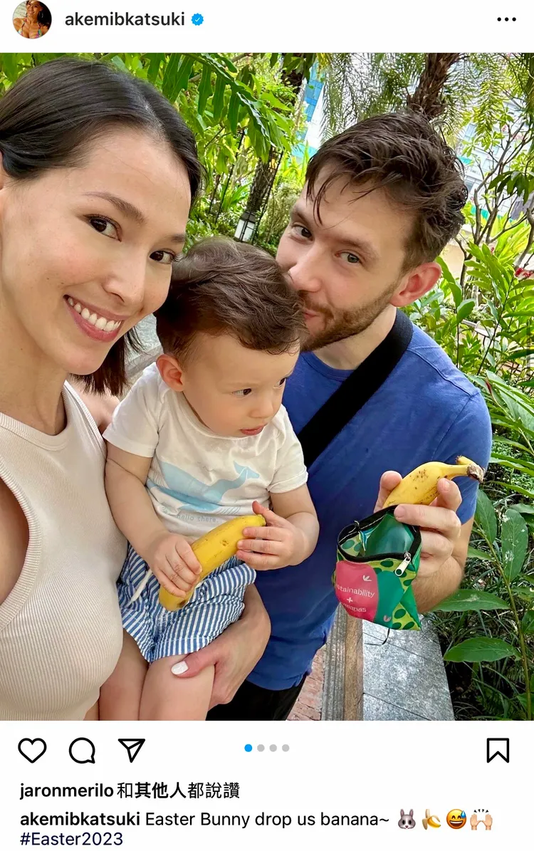 混血名模Akemi（左）當媽後，時常曬出全家福。翻攝Akemi IG