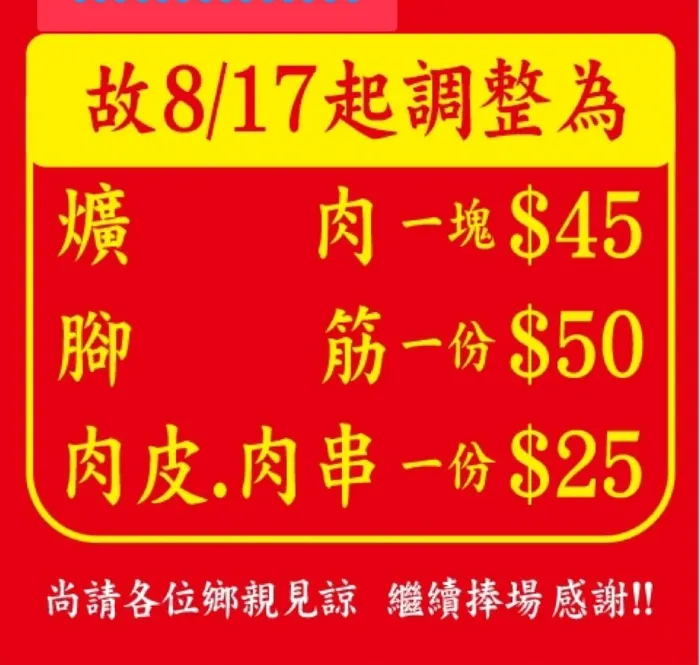 漲價約每樣商品5至10元。翻攝自臉書
