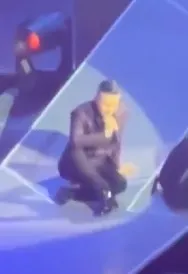 張學友跌坐舞台，全場為他打氣。