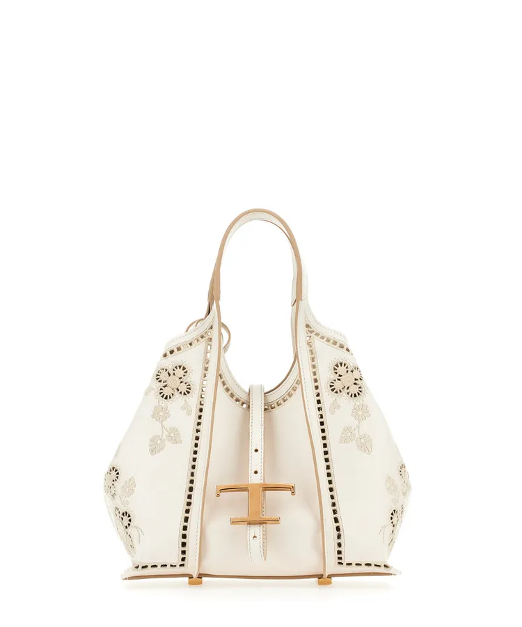 TOD'S T Timeless白色刺繡托特包，8萬4100元。品牌提供