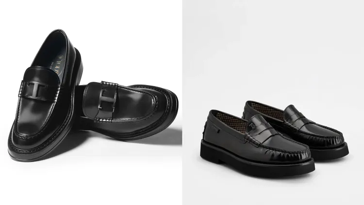 TOD’S T Timeless黑色樂福鞋（左圖），3萬5900元、TOD'S黑色膠底樂福鞋（右圖），2萬9700元。品牌提供