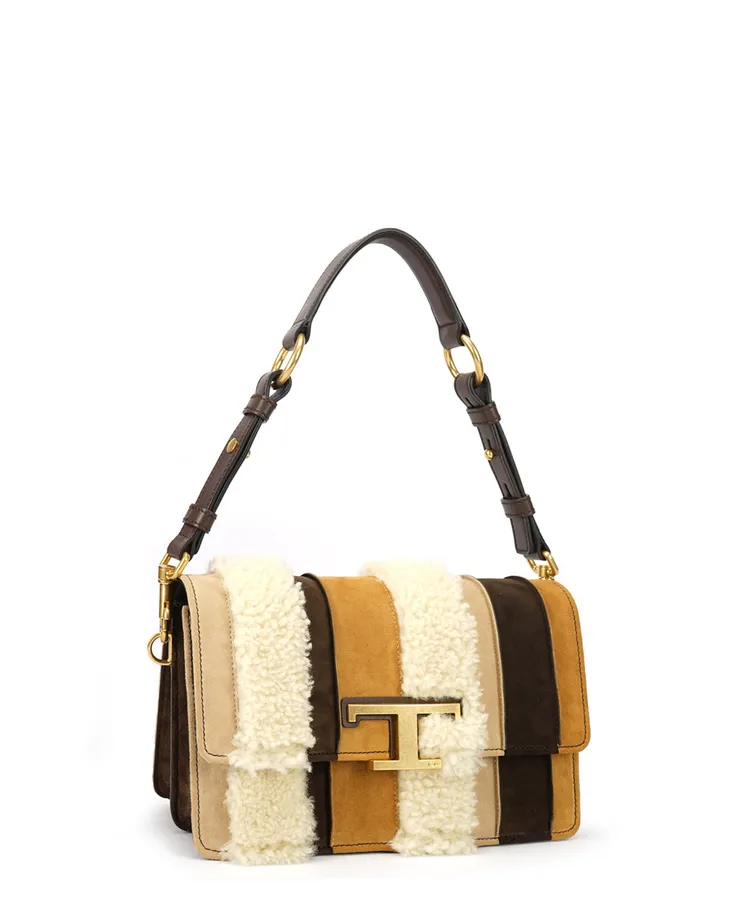 TOD'S T Timeless毛毛拼接風琴包，9萬9500元。品牌提供