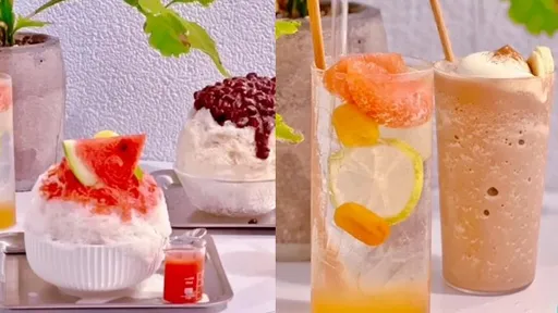 台中超人氣冰品！浮誇系刨冰如小山高　還插著西瓜