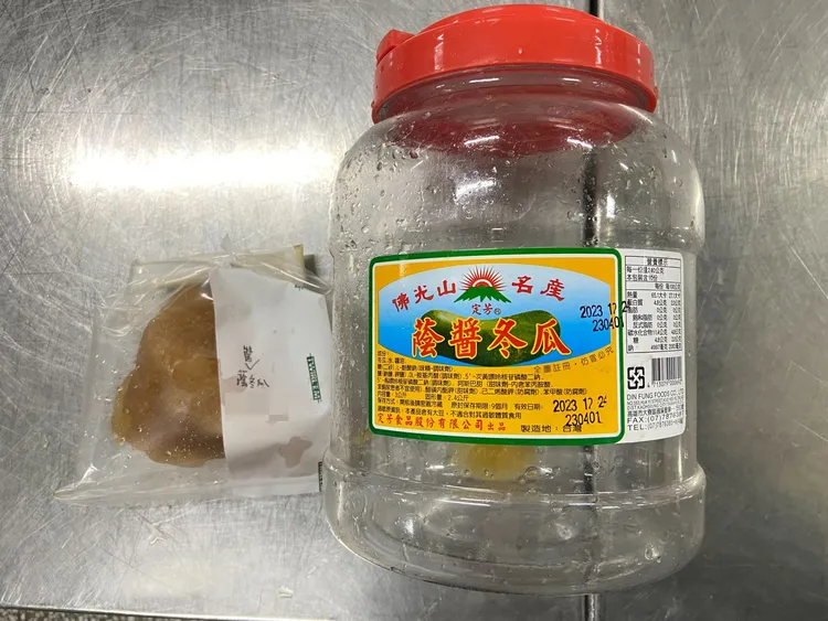 宜蘭縣黎明國小的蔭醬冬瓜被檢出防腐劑超標。食藥署提供