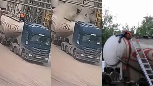 驚悚影片|混凝土車炸飛孔蓋 「司機被爆頭」當場斃命