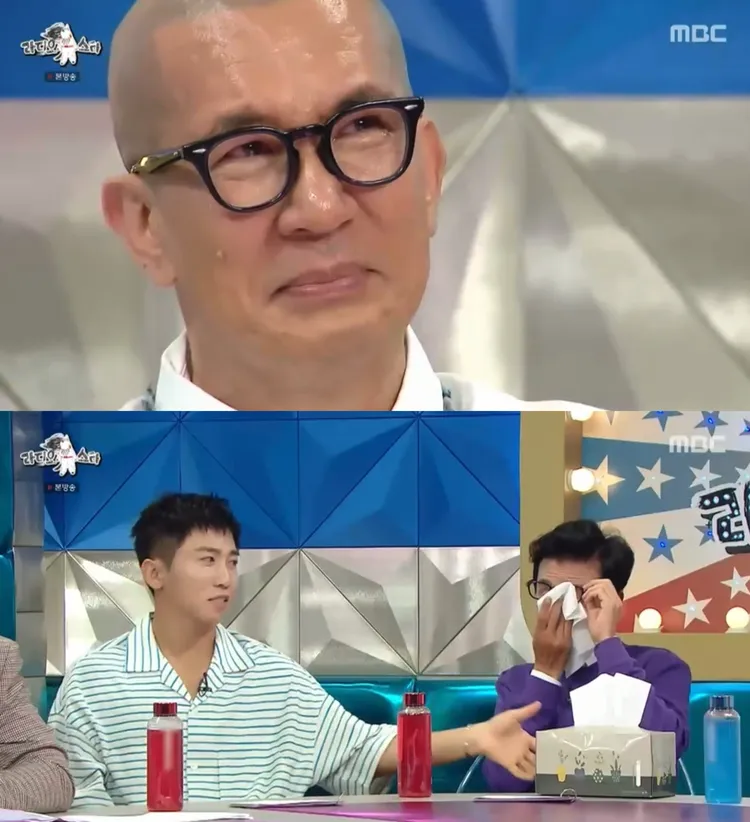 具俊曄看到與大S重逢影片淚流不止，主持人金國鎮（下圖右）也忍不住拭淚。翻攝MBC