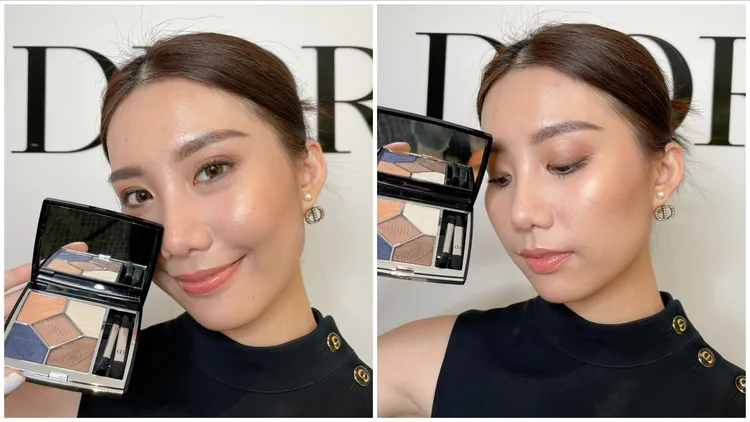 Model示範Dior經典五色眼影#223蔚藍燦夏。張家玲攝