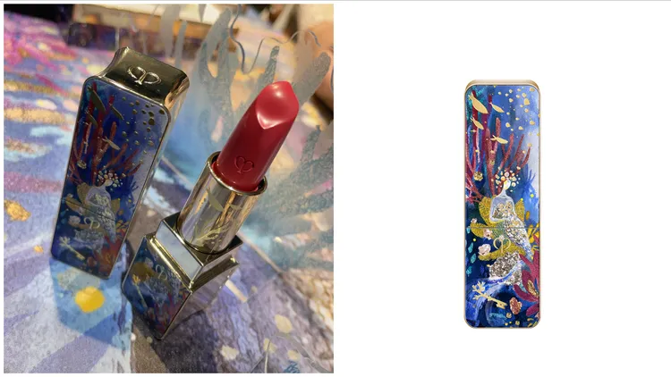 奢潤唇膏#524名妹粉紅色，2100元。左圖張家玲攝、右圖品牌提供