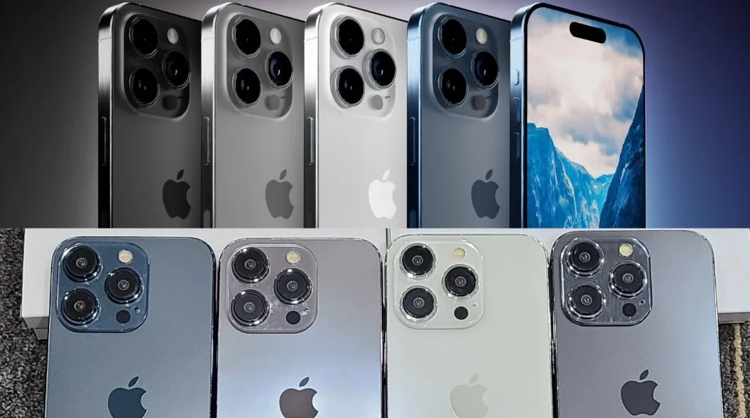 iPhone 15 Pro概念圖(上)與模型機(下)對照。翻攝PHONE ARENA