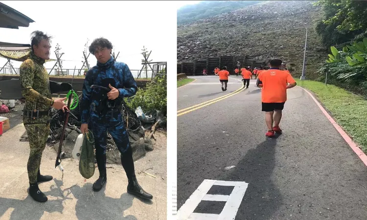 連先生37歲雙肺移植，術後半前就參加路跑，一年後還能潛水。長庚提供