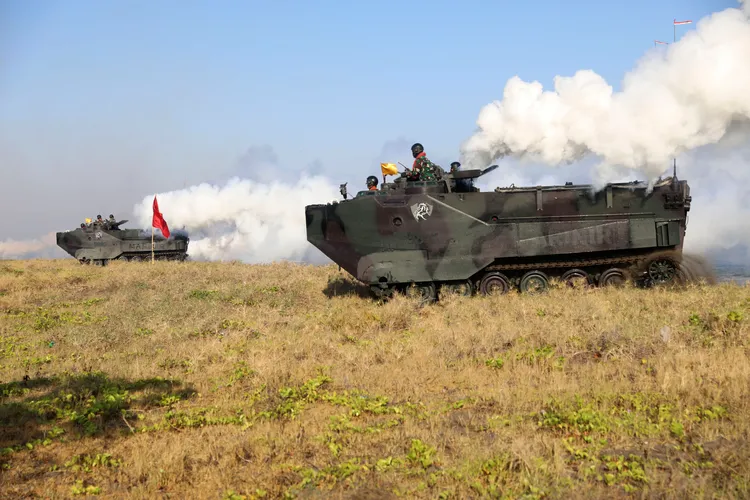 印尼裝甲車。美聯社