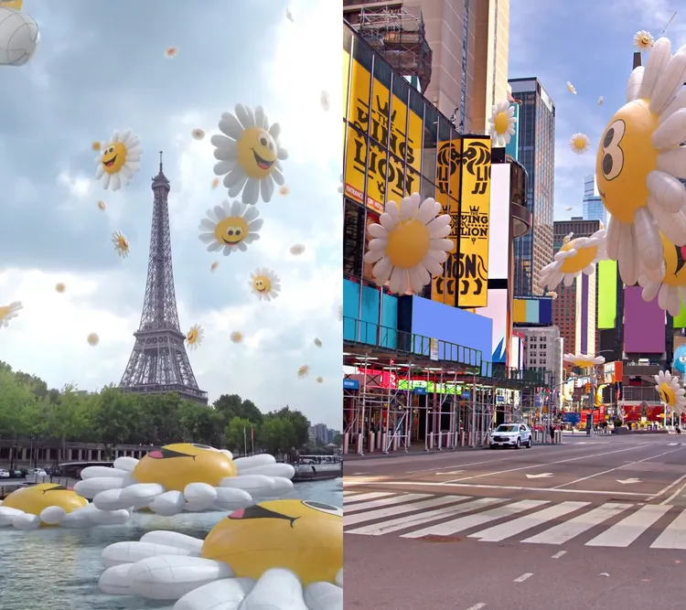 巴黎（左圖）和紐約版本結合艾菲爾鐵塔、時代廣場。翻攝SEVENTEEN推特