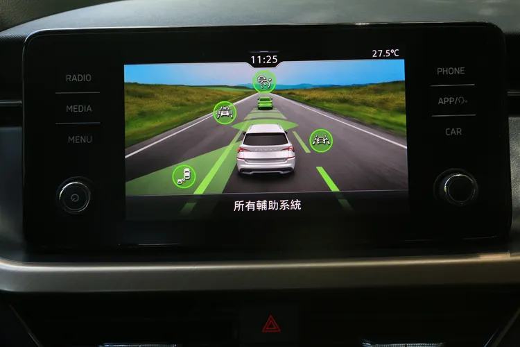 包含全速域ACC、LKA車道置中、AEB主動緊急煞車、車側盲點及倒車顯影等，都是Kamiq全車系不分等級標準配備。