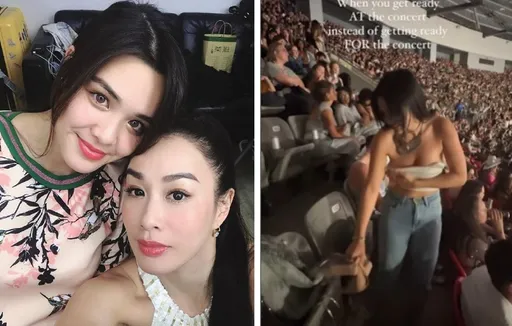 鍾麗緹25歲女兒看演唱會當眾抽Bra Q彈美胸瀕臨走光