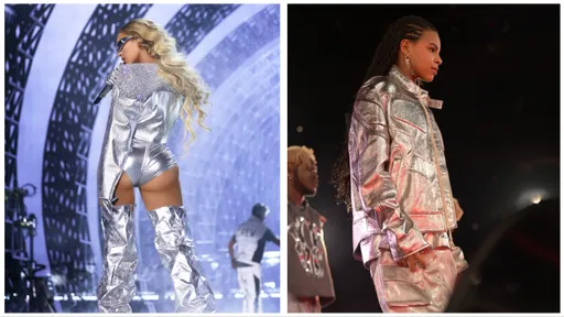 碧昂丝携爱女同穿BOSS订制装　肉色丝袜露屁股蛋尺度破表