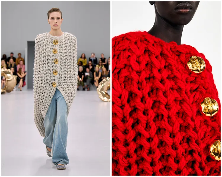 粗針毛衣的設計降低了整體的拘謹感。品牌提供