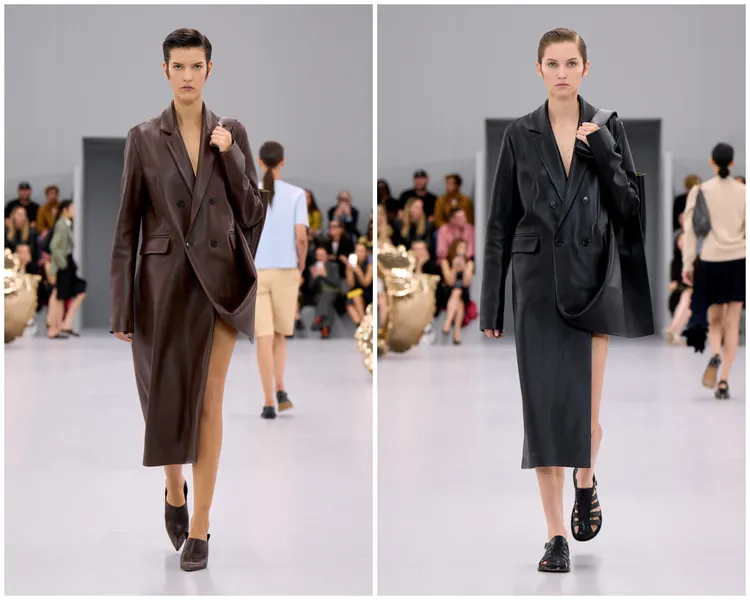 LOEWE 2024春夏系列，微妙的開衩位，拉長了腿部比例。品牌提供