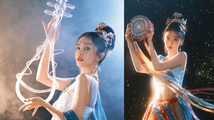 Angelababy敦煌飛天裝扮宛如仙女下凡。翻攝楊穎工作室微博