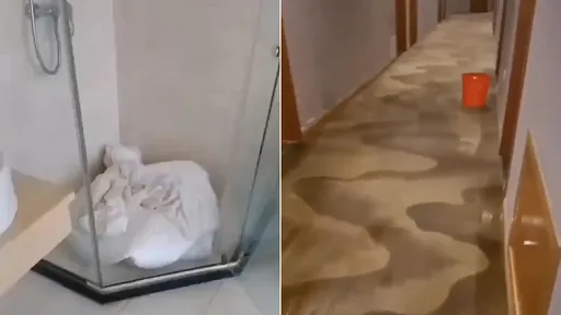 飯店走廊大淹水　奧客惡搞！凌晨退房前對浴室這樣做