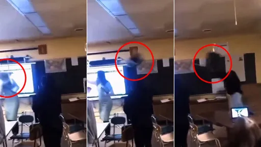 兇狠影片|女教師勸架公親變事主 慘遭女學生「飛椅砸頭瞬間KO」