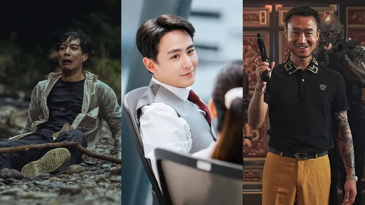 薛仕凌（左圖起）以 《台灣犯罪故事》提名男配角，跟《我心中的彩虹》尼坤、《毒梟聖徒》趙祐鎮爭獎。Disney+、尼坤IG、Netflix提供