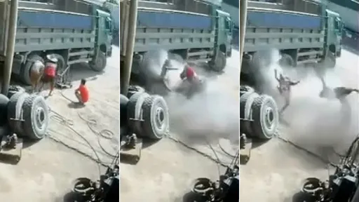 驚悚影片|卡車輪胎爆炸「宛如巨砲」 司機技工都被當場轟死