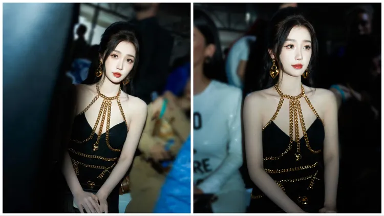 虞書欣以黑金色調亮相。翻攝虞書欣工作室微博