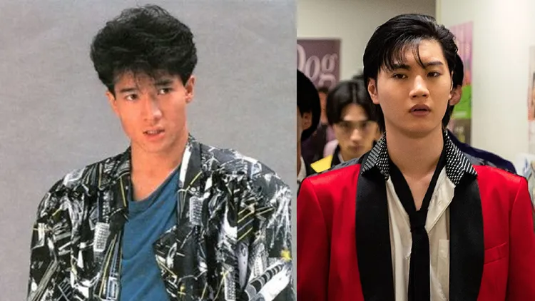 櫻田通（右圖）在《AV帝王》第2季飾演與AV女優一夜情的男偶像，影射現實中的傑尼斯藝人田原俊彥（左圖）。翻攝日本yahoo