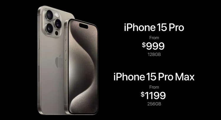 256GB iPhone 15 Pro Max的定價和iPhone 14 Pro Max 256GB版本相同，實際上，iPhone 15全系列在美國都沒漲價。翻攝蘋果官網
