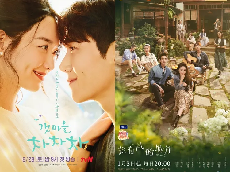 《去有風的地方》（右圖）獲得首爾國際電視節長篇優秀作品獎，引起韓媒反彈。翻攝tvN、微博