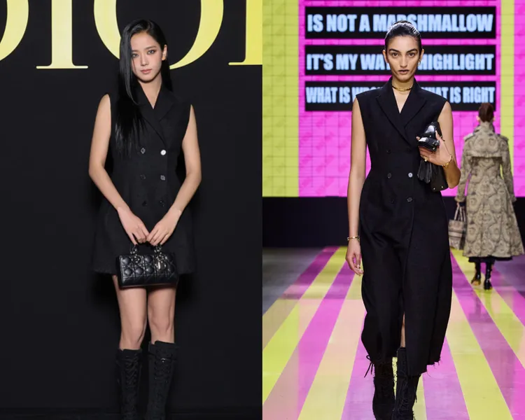 Jisoo身著DIOR 2024春夏最新設計現身秀場。品牌提供