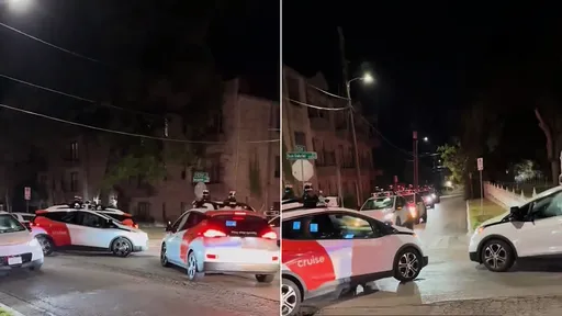 2無人車狹路相逢「不禮讓又不敢走」 搞到現場大塞車