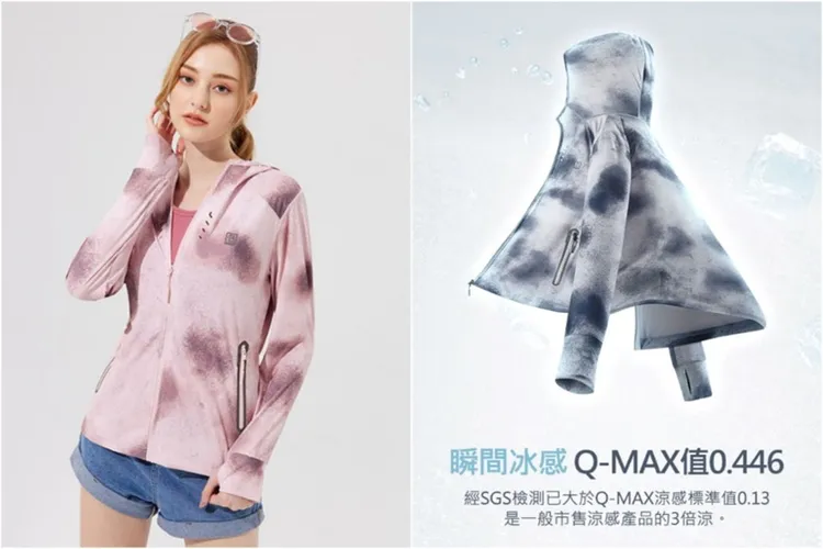 ▲ONE BOY透氣機能冰鋒衣，擁有UPF 50+的超強防曬系數， Q MAX涼感標準達0.466。