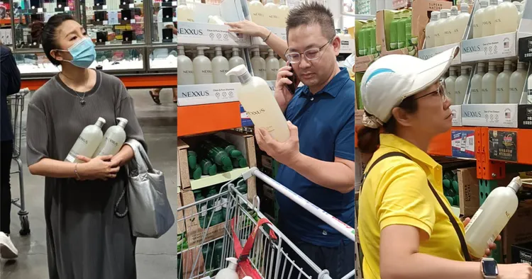 ▲一進貨，產品貨架前就出現搶購潮，到處更可見人車好幾罐的購買民眾。