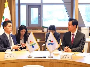 蔣萬安會晤吳世勳。北市府提供