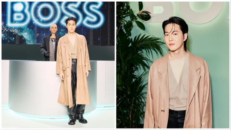 SUHO上衣深V一路開到胸膛。品牌提供