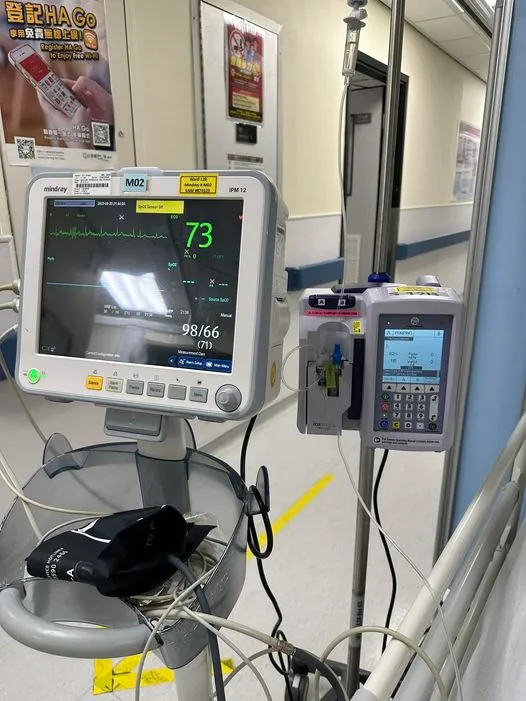 鄭艷麗po出醫院儀器照，透露自己住院中。翻攝鄭艷麗臉書