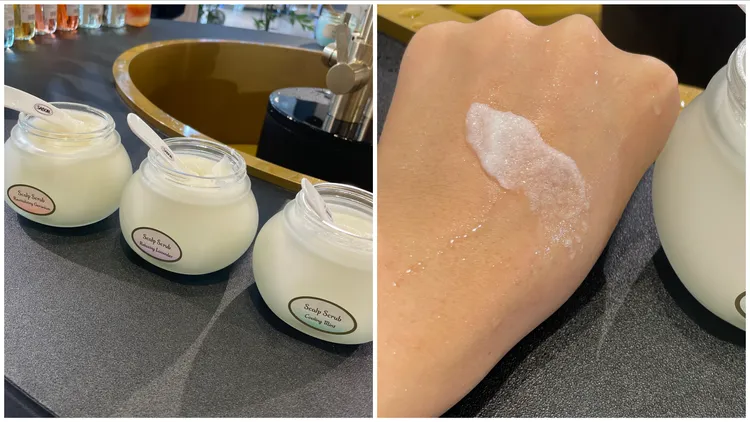 SABON死海頭皮磨砂膏新品擁有柔軟的雪酪質地。張家玲攝