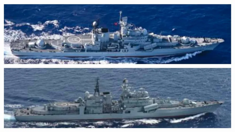 共軍福州艦(上)與寧波艦(下)。翻攝日本防衛省官網