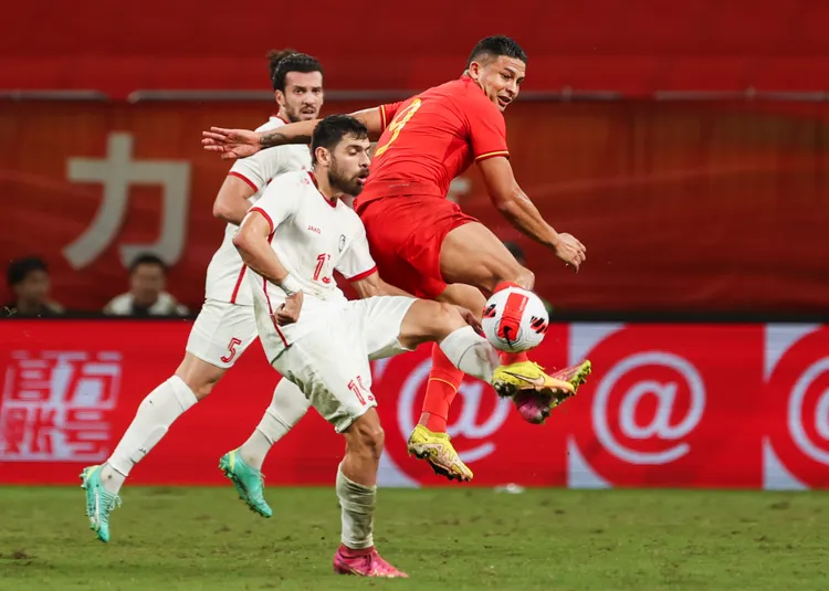 中國男足0比1敗給敘利亞。新華社