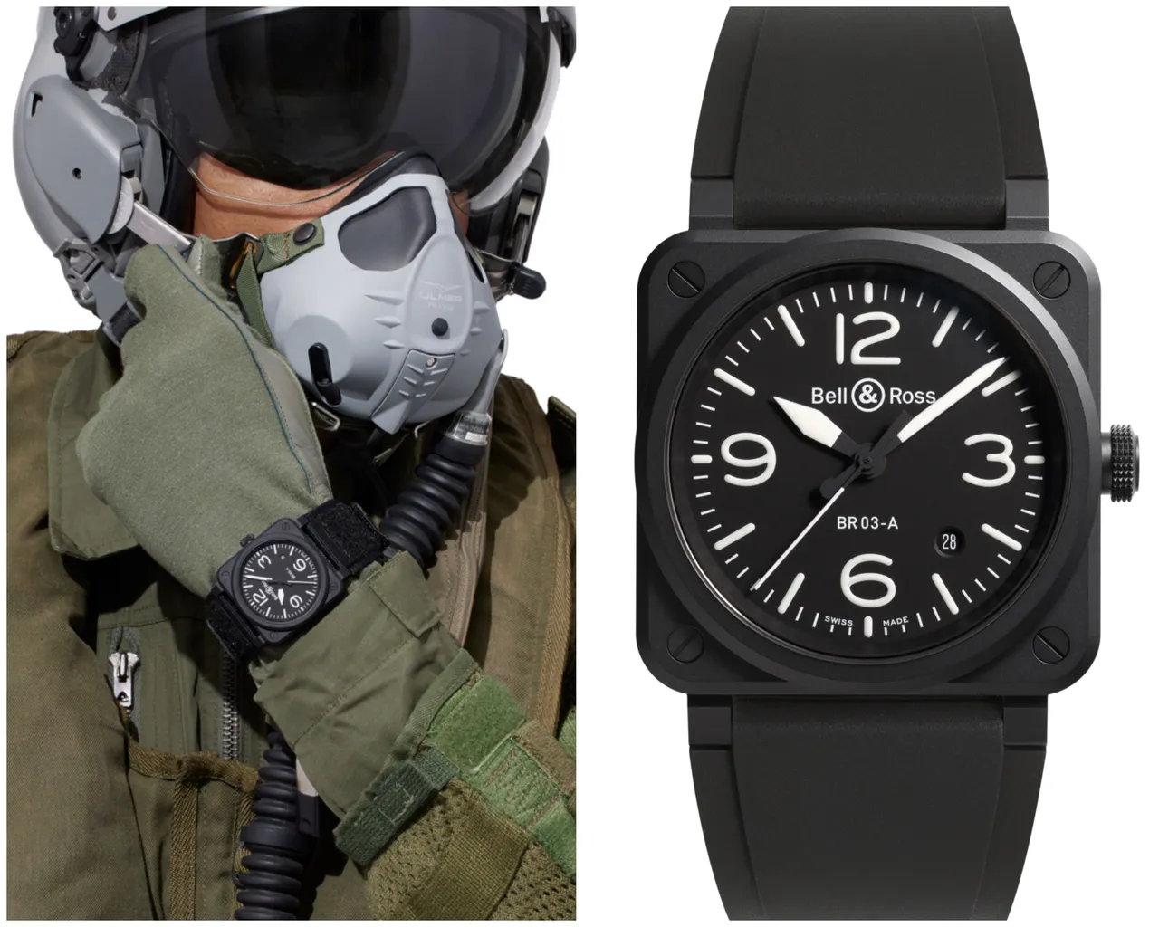 陳勢安配戴的BR 03 Black Matte，41mm，微噴砂黑色陶瓷錶殼，黑色橡膠與超強韌黑色合成織布錶帶，BR-CAL.302自動機芯，54小時動力儲存，13萬3000元。品牌提供