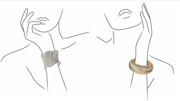 DAMIANI榮獲國際鑽石設計大獎肯定的SAHARA撒哈拉（左）1720萬元、THE WHEEL輪子（右1150萬元。品牌提供